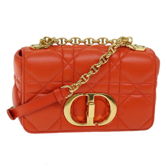 DIOR Canage Shoulder Bag Leather Orange - Picture 1 of 13